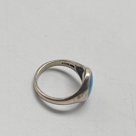 Vintage KABANA Sterling Silver Ring With Inlay Turquoise Stone Size 5 - Picture 5 of 7